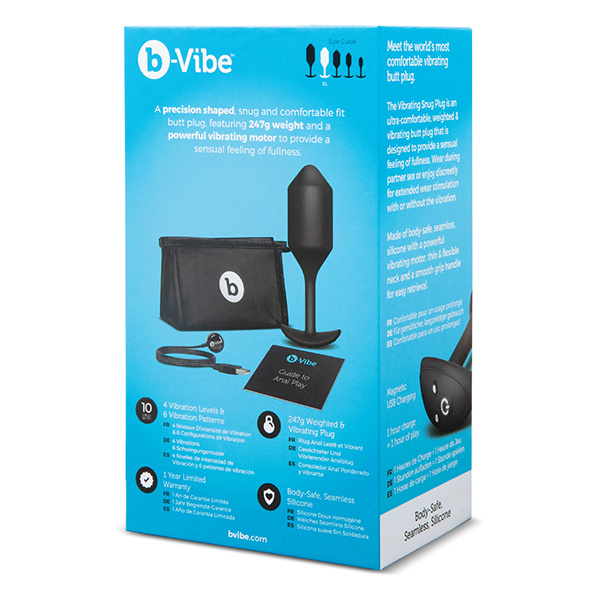 B-Vibe Vibrating Weighted Snug Plug XL - 247 g Black - Image 4