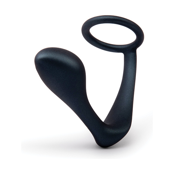 B-Vibe Butties Ringer Cock Ring & Prostate Plug - Black - Image 2