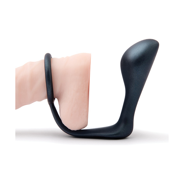 B-Vibe Butties Ringer Cock Ring & Prostate Plug - Black - Image 3