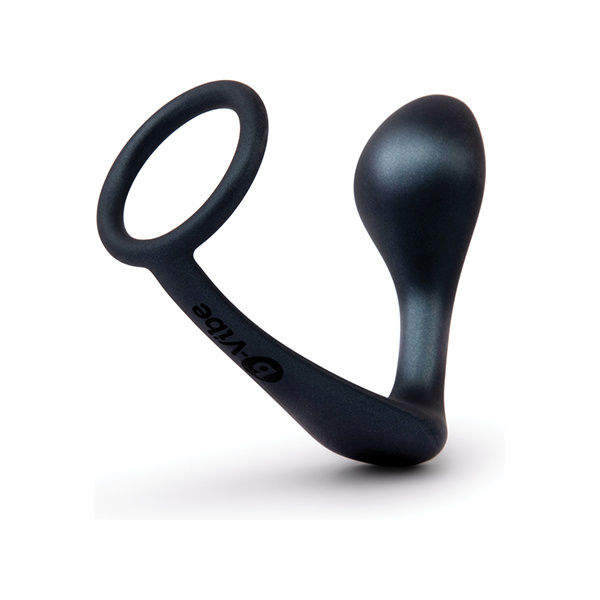 B-Vibe Butties Ringer Cock Ring & Prostate Plug - Black - Image 5