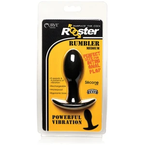 Curve Novelties Rooster Rumbler Vibrating Silicone Anal Plug - Black