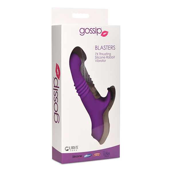 Curve Toys Gossip Blasters 7X Thrusting Silicone Rabbit Vibrator - Violet