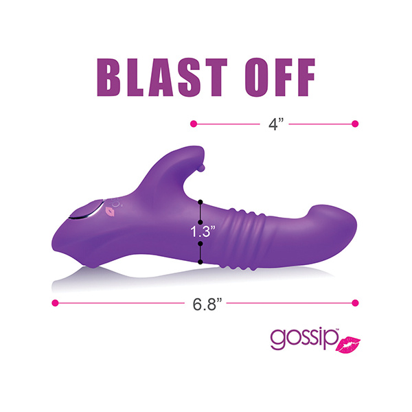 Curve Toys Gossip Blasters 7X Thrusting Silicone Rabbit Vibrator - Violet - Image 3