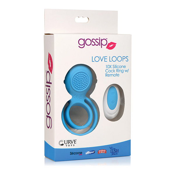 Curve Toys Gossip Love Loops 10x Silicone Cock Ring W/remote