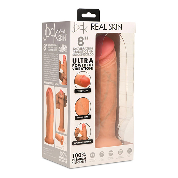 Curve Toys Jock Real Skin Silicone 8" Vibrating Dildo