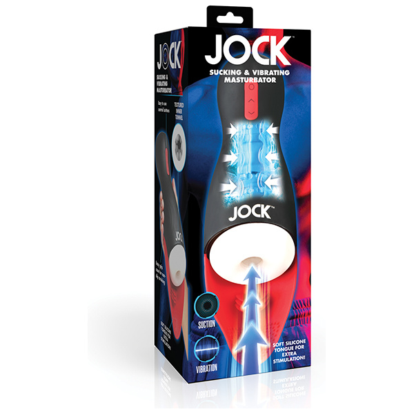 Curve Toys Jock Sucking & Vibrating Masturbator - Black-Red