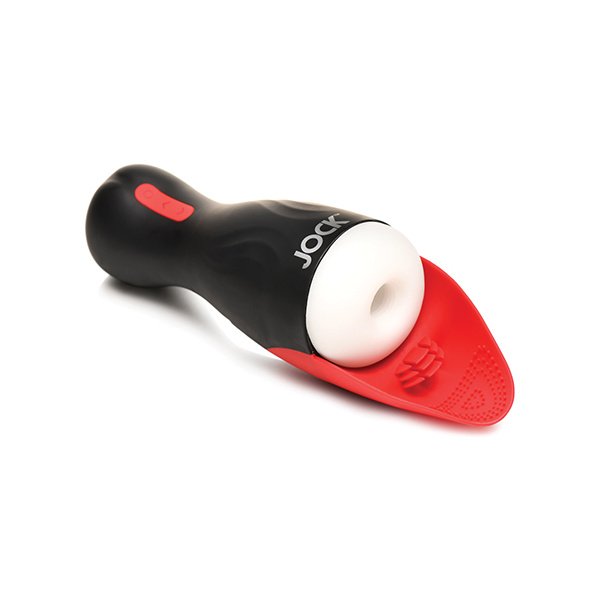 Curve Toys Jock Sucking & Vibrating Masturbator - Black-Red - Image 2