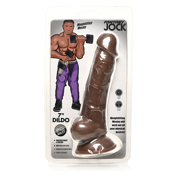 Curve Toys Fantasy Jock Weightlifting Wesley 7" Dildo w-Balls - Dark