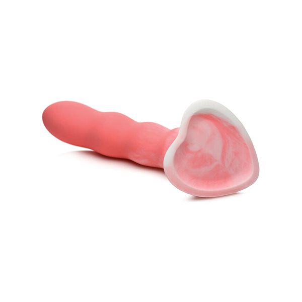 Curve Toys Simply Sweet 7" Wavy Silicone Dildo - Pink-White - Image 4