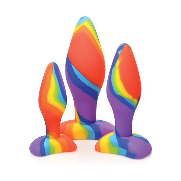 Curve Toys Simply Sweet Rainbow Silicone Butt Plug Set - Image 2