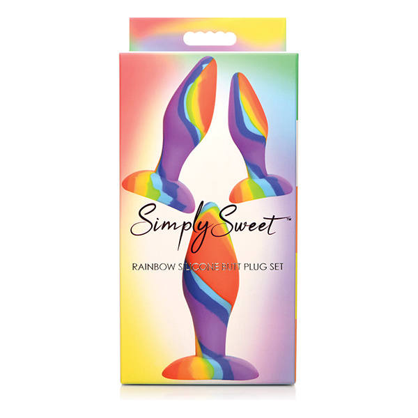 Curve Toys Simply Sweet Rainbow Silicone Butt Plug Set - Image 3