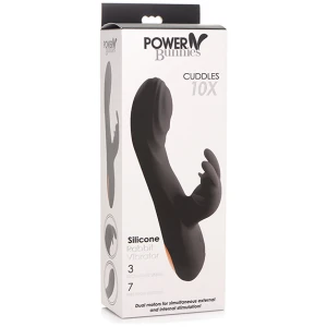 Curve Toys Power Bunnies Cuddles 10x Silicone Rabbit Vibrator - Black