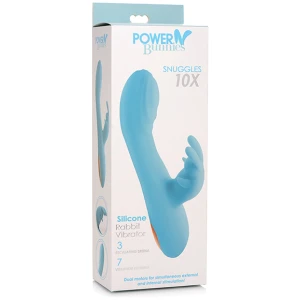 Curve Toys Power Bunnies Snuggles 10x Silicone Rabbit Vibrator - Blue