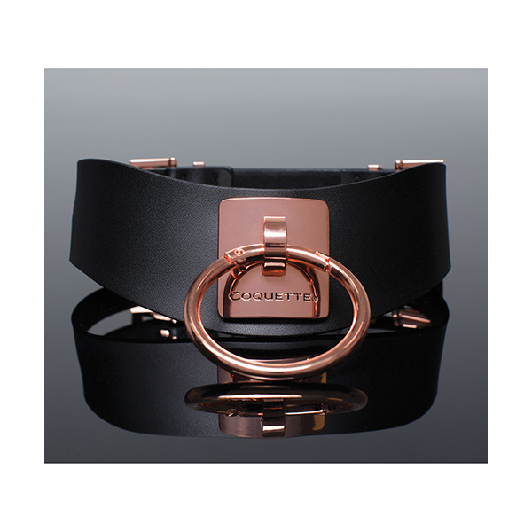 Pleasure Collection Adjustable Collar - Black-Rose Gold - Image 5