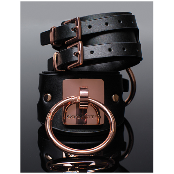 Pleasure Collection Adjustable Handcuffs - Black-Rose Gold - Image 3