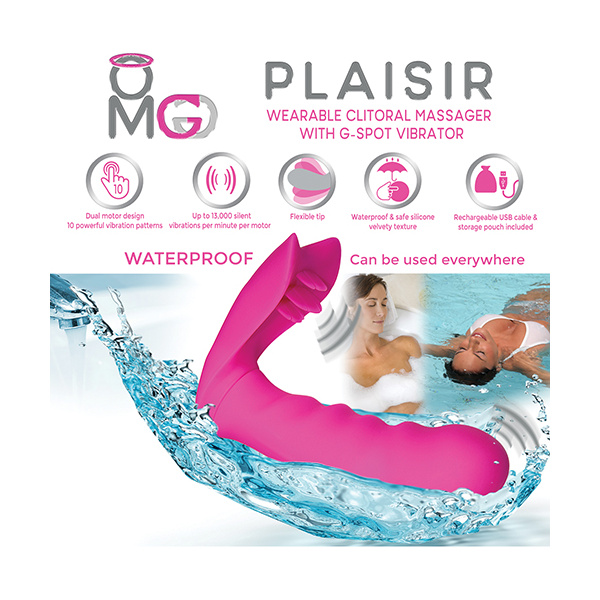 OMG Plaisir Wearable Clitoral Massager w-G-Spot Vibrator - Pink - Image 4