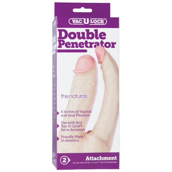 Vac-U-Lock Double Penetrator - White