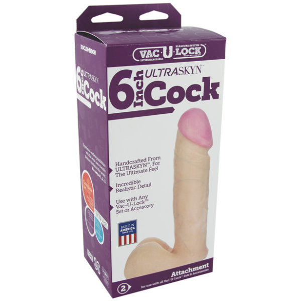 Vac-U-Lock 6" Ultraskyn Cock & Balls Attch. - White