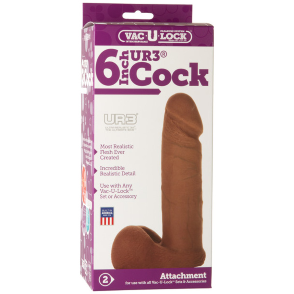 Vac-U-Lock 6" Ultraskyn Cock Attch. - Brown