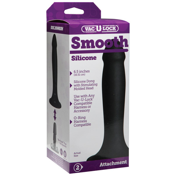 Vac-U-Lock Smooth Silicone Dong - Black