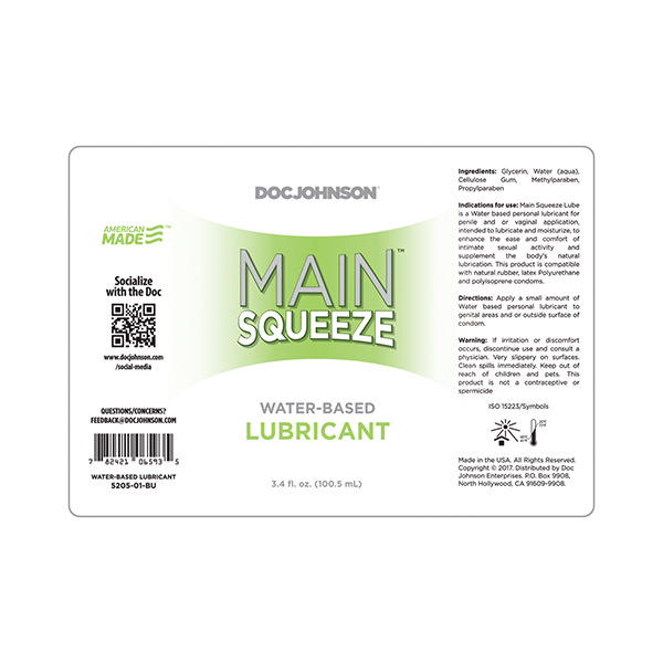 Main Squeeze Water-Based Lubricant - 3.4 oz - Image 2