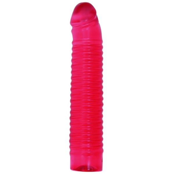 Vivid 7" Pink Ribbed Jelly w-Penis Head - Sunrise - Image 2