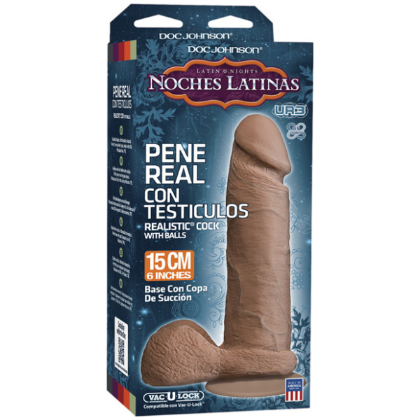 Noches Latinas Ultraskyn Pene Real Con Testiculos 6 " - Caramel