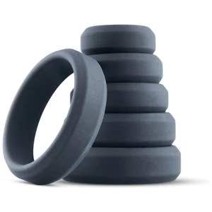 Boners 6 Pc Wide Cock Ring Set - Black