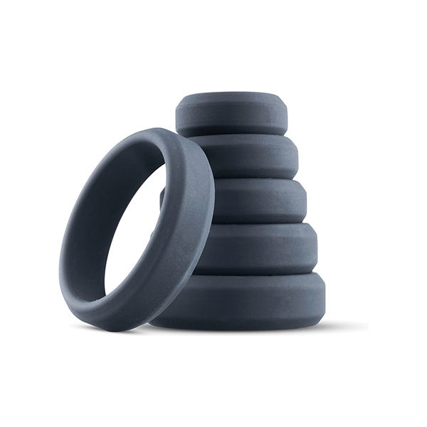 Boners 6 Pc Wide Cock Ring Set - Black