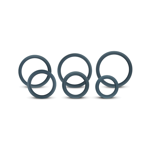 Boners 6 Pc Wide Cock Ring Set - Black - Image 2