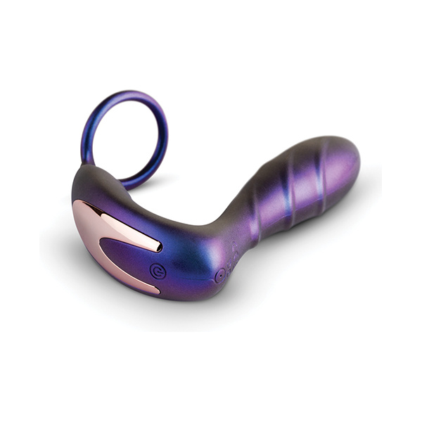 Hueman Black Hole Anal Vibrator w-Cock Ring - Purple - Image 2