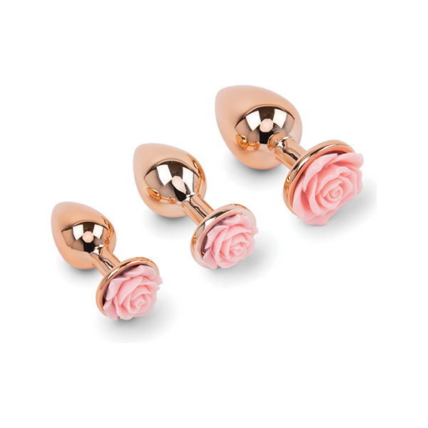 Gemsations 3 pc 2.75" & 3.15" & 3.7" Rose Metal Butt Plug Training Set - Rose Gold - Image 5