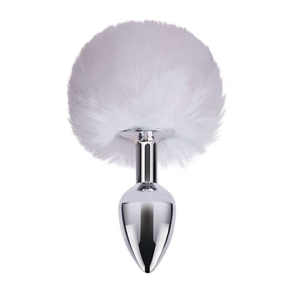 Gemsations 2.95" Metal Bunny Tail Butt Plug - Silver - Image 2
