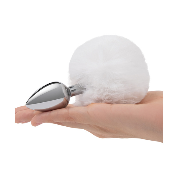 Gemsations 2.95" Metal Bunny Tail Butt Plug - Silver - Image 3