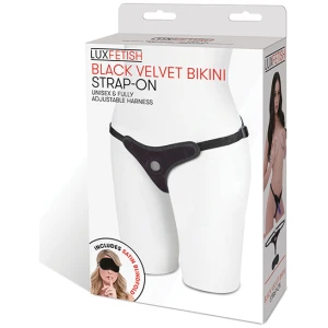 Lux Fetish Velvet Bikini Strap On - Black