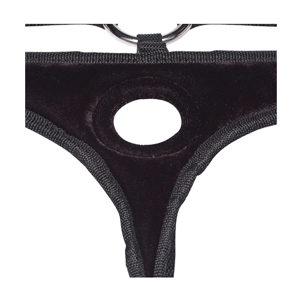 Lux Fetish Velvet Bikini Strap On - Black - Image 4