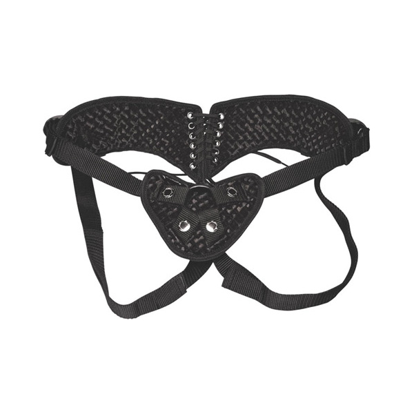 Lux Fetish Diamond Velvet Strap-on Corset - Black - Image 2