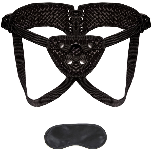 Lux Fetish Diamond Velvet Strap-on Corset - Black - Image 4