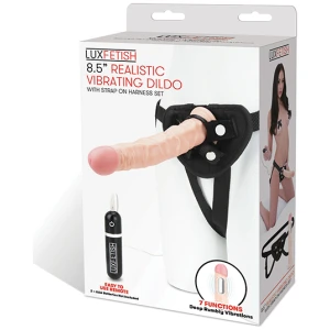 Lux Fetish 8.5" Realistic Vibrating Dildo w-Strap On Harness Set