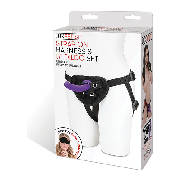Lux Fetish 5" Dildo w-Strap On Harness Set
