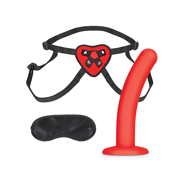 Lux Fetish 5" Dildo w-Red Heart Strap On Harness Set - Image 2