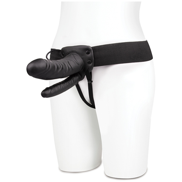Lux Fetish Unisex Vibrating Hollow Double Penetration Strap On Dildo - Image 4