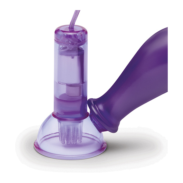 Lux Fetish Vibrating Nipple Suckers w-Wired Remote Control - Purple - Image 2