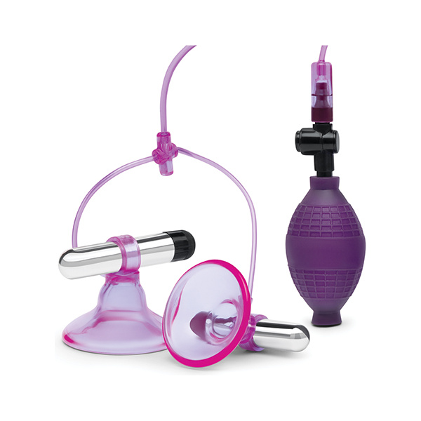 Lux Fetish Vibrating Nipple Suckers w-Quick Release - Pink-Purple - Image 4