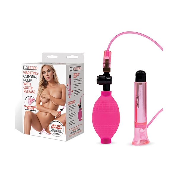 Lux Fetish Vibrating Clitoral Pump w-Quick Release - Pink