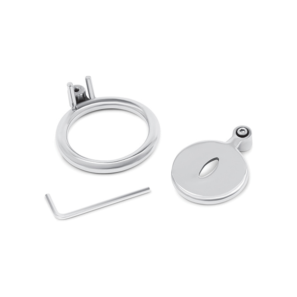 Lockmaster Stainless Steel Inverted Chastity Cage w-Cats Eye - Silver - Image 4