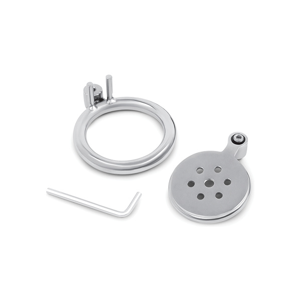 Lockmaster Stainless Steel Flat Inverted Chastity Cage - Silver - Image 4