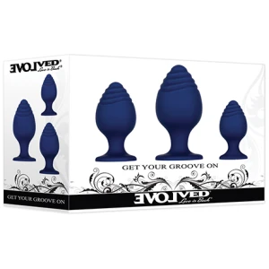 Evolved Get Your Groove on 3 pc Silicone Anal Plug Set - Blue