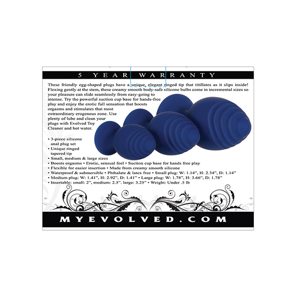 Evolved Get Your Groove on 3 pc Silicone Anal Plug Set - Blue - Image 3