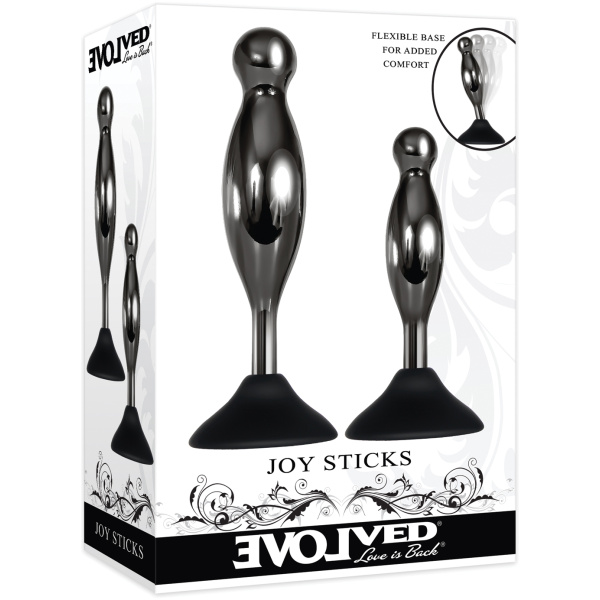 Evolved Joy Sticks 2 pc Plug Set - Black-Chrome